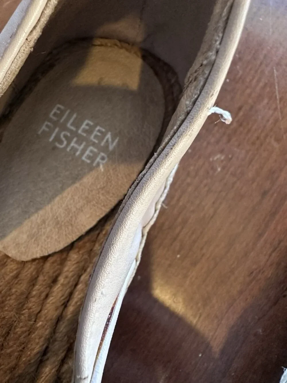 Eileen Fisher Espadrille Sandal Beige Leather Womens 7.5